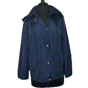 Talbots Classic Vintage Navy Blue Windbreaker Jacket Raincoat